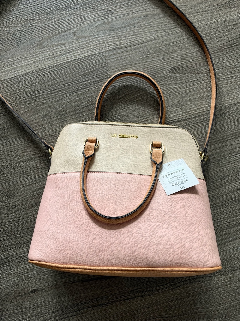 Liz Claiborne Pink, Cream and Tan Dome tote with Shoulder Strap